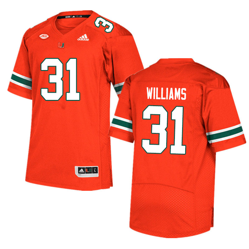 Men #31 Avantae Williams Miami Hurricanes College Football Jerseys Sale-Orange